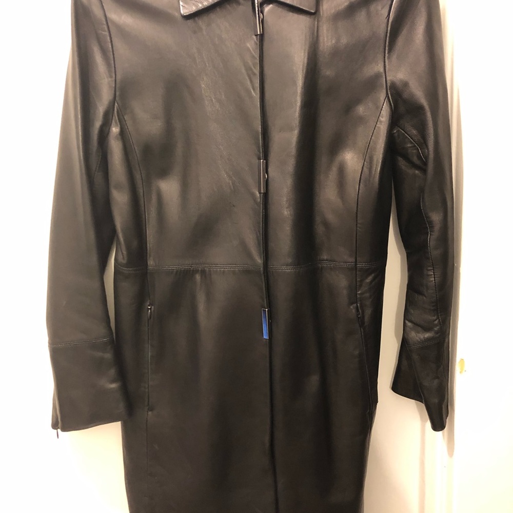 Kenneth Cole Black leather coat